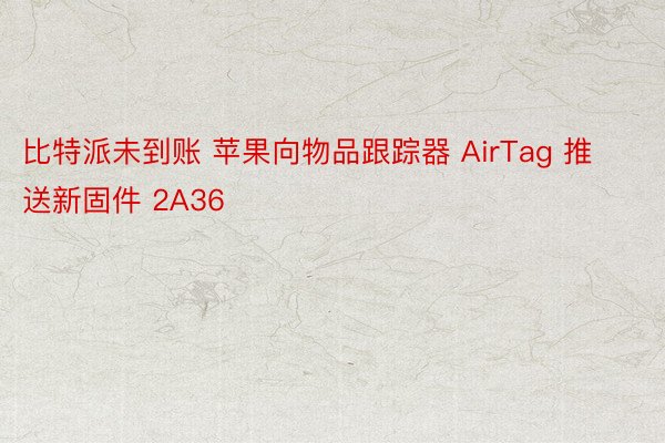 比特派未到账 苹果向物品跟踪器 AirTag 推送新固件 2A36