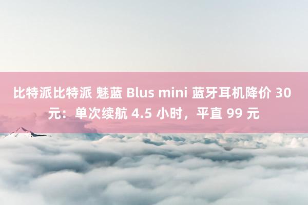 比特派比特派 魅蓝 Blus mini 蓝牙耳机降价 30 元：单次续航 4.5 小时，平直 99 元