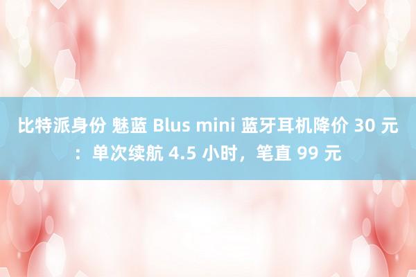 比特派身份 魅蓝 Blus mini 蓝牙耳机降价 30 元：单次续航 4.5 小时，笔直 99 元