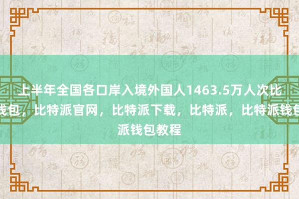 上半年全国各口岸入境外国人1463.5万人次比特派钱包，比特派官网，比特派下载，比特派，比特派钱包教程